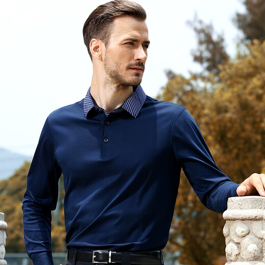 
AMURS Love Muse Long Sleeve T-shirt Middle-aged Men's Multi-Color Preferred Autumn Men's T-shirt NS02 Navy Blue (1480) 46B (115Jin[Jin is equal to 0.5 kg]~130Jin[Jin is equal to 0.5 kg])