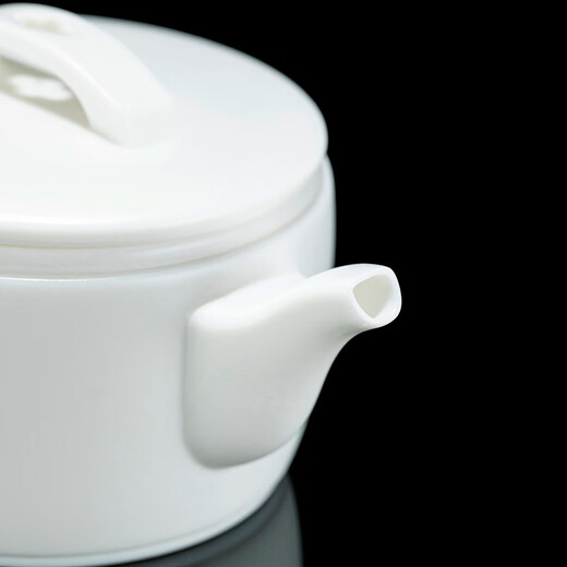 Yuquan Longmen, Dehua white porcelain teapot, mutton fat jade porcelain, plain-fired Hanwa pot, Kungfu tea set, large teapot, ceramic teapot, Hanwa pot (about 280ml_)