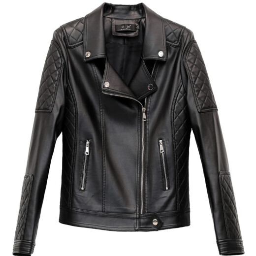 Xinhexiang leather jacket women's short autumn and winter temperament new slim small women's fashion motorcycle leather jacket black 5xl