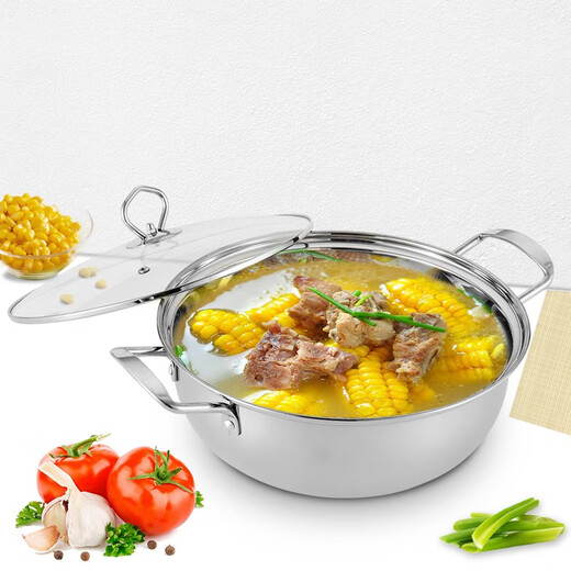 Xiaoyu thickened stainless steel hot pot pot noodle pot soup pot Korean household induction cooker universal pot clear soup hot pot 28cm