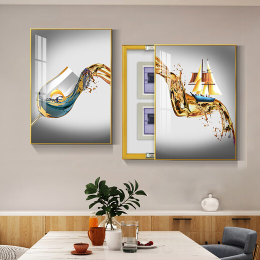 Yusenyi Restaurant Electric Meter Box Two-Link Decorative Painting Light Luxury No-Puncture Distribution Box Main Switch Box Covering Multimedia Box 15838/15839 40*60 (accommodation 30*50) Left Sub-Push Push Pull