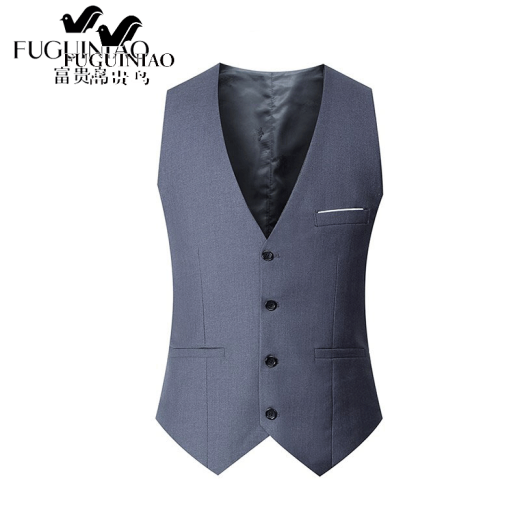 Fuguiniao suit vest men's autumn new British casual waistcoat slim trend handsome suit vest men 1809 gray L/175