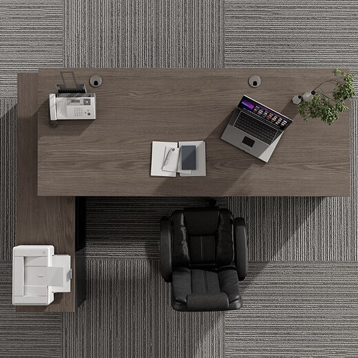 Han and Tang Dynasty Shuangsheng office desk and chair combination boss table commercial simple modern executive desk manager single table president office table gray walnut total length 160 + desktop width 80