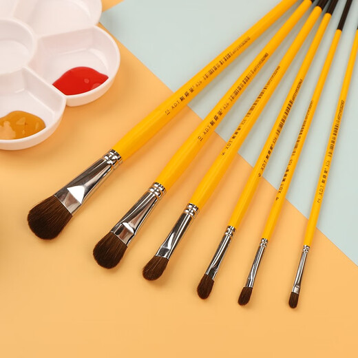 Xiedetang 826 Wolf Hair Brush, cheveux mélangés à plats plats rond à eau craie, pinceau en acrylique, brosse à huile Xiedetang, brosse de peinture pour les graffitis pour débutants pour enfants, ensemble complet de 12 pièces (boîte à enclos)