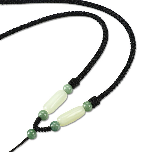 Mengyi Hetian Jade Pendant Lanyard Jade Guanyin Buddha Lanyard Necklace Rope Handmade Braided Rope Red Rope Jade Rope Red