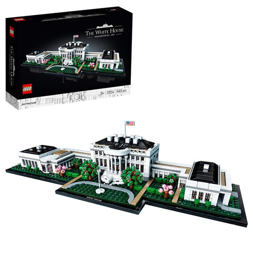 Lego (LEGO) Architecture Series Street View Children's Adult Small Particle Assembly Building Blocks Toys Boys and Girls Birthday Gift Collection 21054 United States White House 1483 Particles