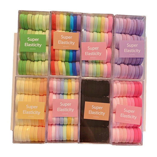 Mengyi Children's Hair Tie High Ponytail Hair Tie Hair Tie Girls Durable High Elasticity Rubber Band Little Girl Leather Case Light Pink Color 32 Pieces (About 3.5cm in Diameter)