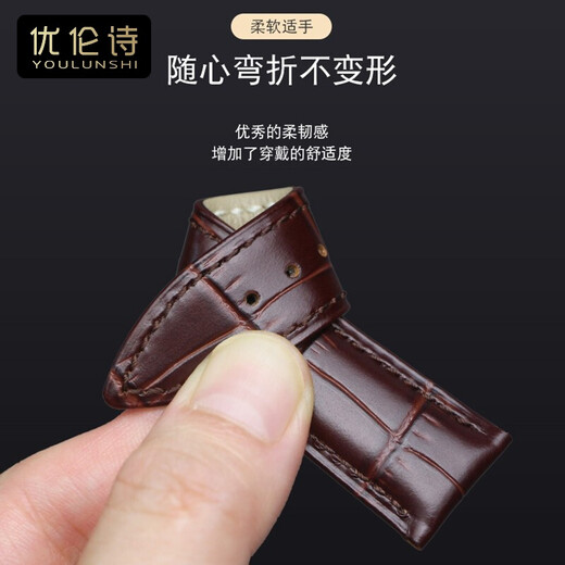 King of Heavenly Watch Strap Replacement Genuine Leather GS3886 5876 5885 3887 Men's and Women's Watch Strap 20 22mm Pin Butterfly Buckle Gold Pin Buckle-Brown Brown Width = 19mm