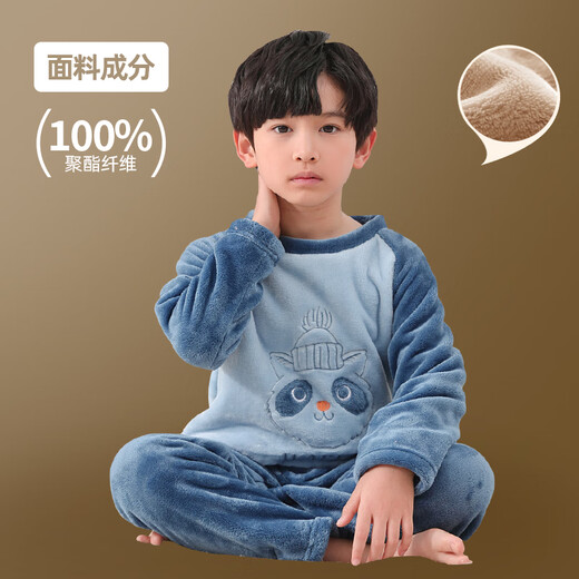Catman Miiow Boys Flanell-Pyjamas setzen die langärmeligen Koralle-Fleece-Hauskleidung für Kinder, um warme Winterbaby 20 Serie 677* 160 cm zu halten (empfohlenes Gewicht 85-104 Jin [Jin gleich 0,5 kg]))