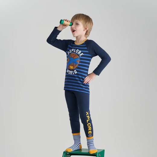 Aimer kids admiring children 23AW warm sun new style men/girl single-layer round neck long sleeves/single-layer trousers AK173C983 top airplane 90