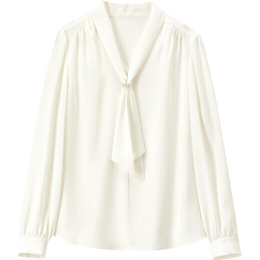 Shandu Bila Commuting Float Collar White Shirt Women's Autumn Top Pearl Button Design Temperament Casual Fashionable Western Shirt