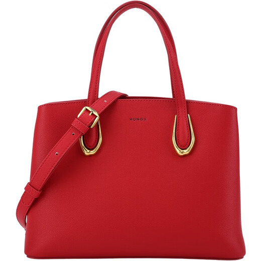 Honggu (Hongu) Bag Damen New Cowhide Handtasche Mode One-Shoulder Crossbody Tasche Hochzeitstasche Chinesisches Valentinstag Geschenk Big Red