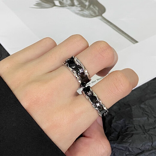 Qi Xiaomi two-piece ring set for men, trendy hip-hop open-ended men's single ring, dark style student index finger ring, fashionable and versatile tail ring