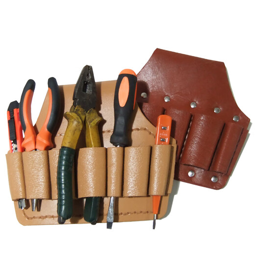 Yuduo cowhide electrician tool bag waist bag small hardware belt pliers set thickened wear-resistant five-link tool leather set wrench set multi-rivet first-layer cowhide 5-link
