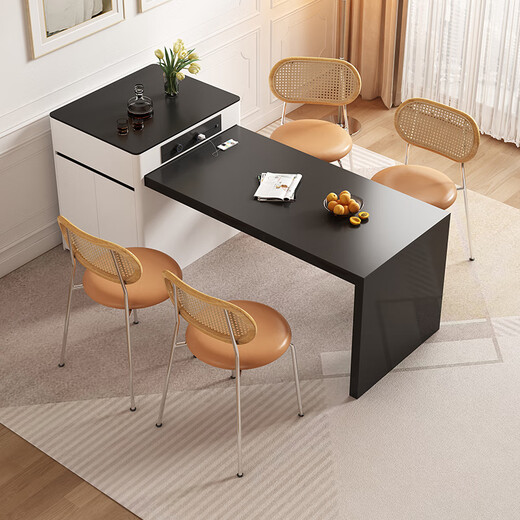 Pashaman Dining Table Rock Slab Island Dining Table Integrated Open Kitchen Small Apartment Telescopic Dining Table and Chair Combination Advanced 1745y Caterpillar Dining Chair 4 (1047p) 12 mm M Rock Panel Rock