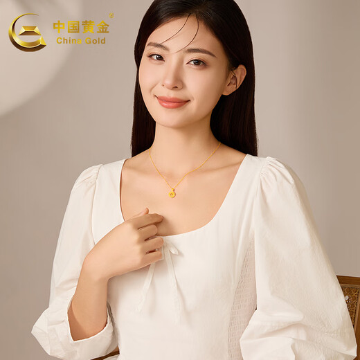 CHINA GOLD K gold necklace dream catcher Mobius chain clavicle chain for mother and wife birthday gift about 1g