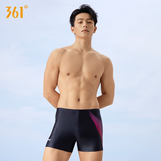 361 swimming trunks men's boxer swimming trunks men's swimming trunks men's professional swimming equipment anti-embarrassment swimming trunks for hot springs Extreme Night Black XL Height 170-180cm Weight 65-75kg