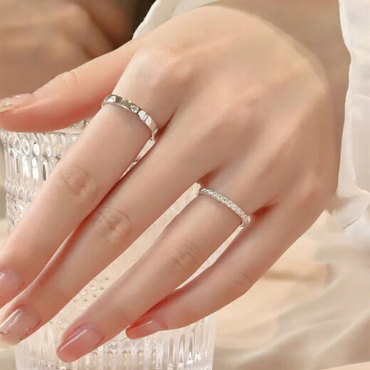 MZMZ brand platinum ring Sugar Cube Couple Ring Pair of Rings Wedding Engagement Proposal Anniversary Birthday Gift for Girlfriend Light Luxury Style-Sugar Cube Couple Ring