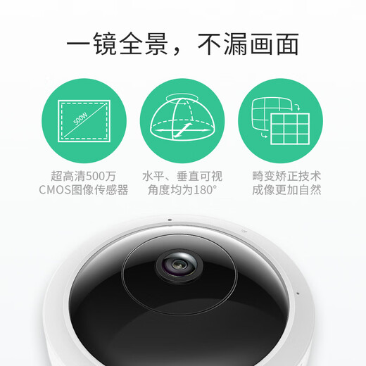 普联（TP-LINK）全景鱼眼智能摄像头poe网线供电 家用监控器360度带夜视 手机远程可对话吸顶室内无线安防 IPC55AE