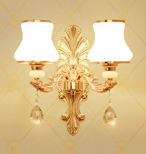 Film and television wall lamp LED European style bedroom bedside lamp living room background decorative wall lamp atmospheric KTV hotel crystal wall lamp X718 single head