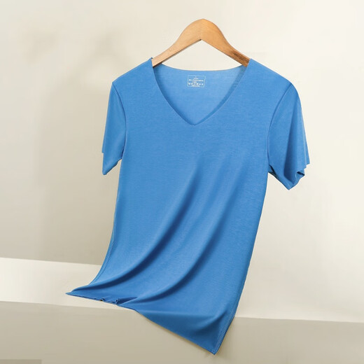 MiiOW men's vest men's seamless thin men's short-sleeved T-shirt v-neck solid color tight bottoming shirt slim underwear modal white XL