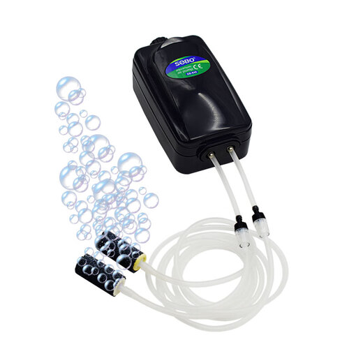 SOBO Songbao Fish Tank Oxygen Pump Aerobic Pump Small Fish Tank Fish Raising Oxygen Pump Household Aerobic Machine Aquarium Supplies [Full Accessories] 12w Double Hole SB848+ [Air Stone Package]