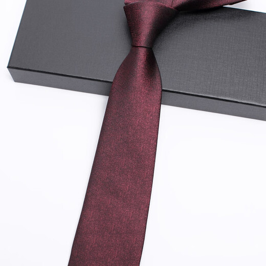 CKPrive 8cm wide burgundy zipper tie for men, groom and wedding, dark red mulberry silk, easy to pull, no knotting, zipper style