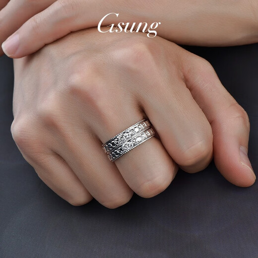 GsunG platinum ring men's PT950 rotating ring shiny and atmospheric platinum wide ring men's and women's fashionable pair of rings Calculated based on actual delivery weight