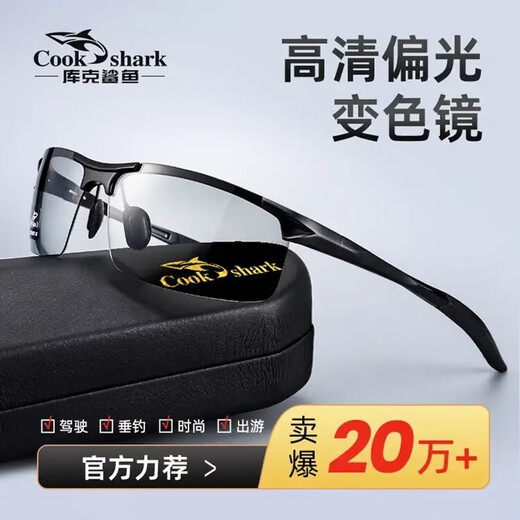 Cookshark Color Changing Polarized Sunglasses HD Sunglasses for Men Driving Driver Eyes Classic Men's Fishing Glasses Black Frame Color Changing (Day and Night Use)