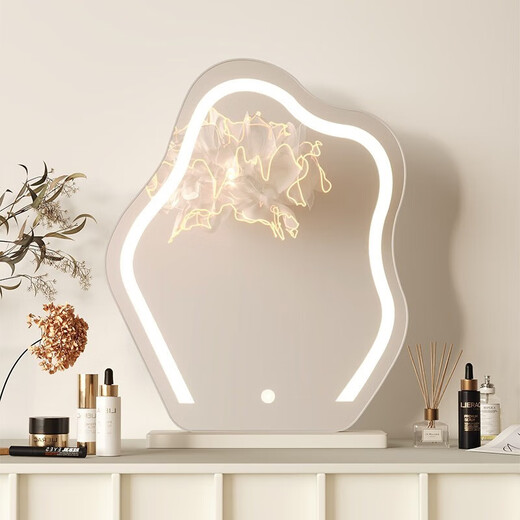 Baifeiden Schlafzimmer Cloud Intelligent Make-up Spiegel HD Desktop LED Light Spiegel Spiegel Tisch Spiegel Eitelkeitsspiegel aufladen mit hellweißer Marmorbasis [Plug-in-Modell]