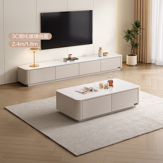 Hogar de quanyou moderno gabinete de televisión simple gabinete de almacenamiento de almacenamiento de vidrio templado de la mesa del piso al piso contra la pared