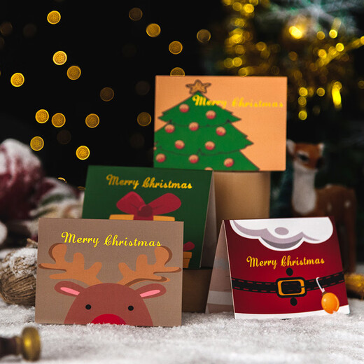 DOROCH Christmas greeting cards 6 pieces with envelope Santa thank you card blessing card birthday greeting card gift postcard