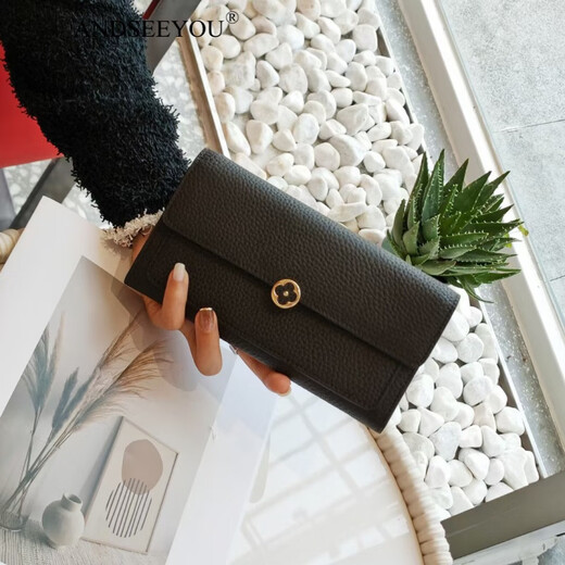 ANDSEEYOU brand long wallet women's new yellow cowhide fortune wallet fashion four-leaf clover soft cowhide clutch Chinese Valentine's Day yellow as shown in the picture