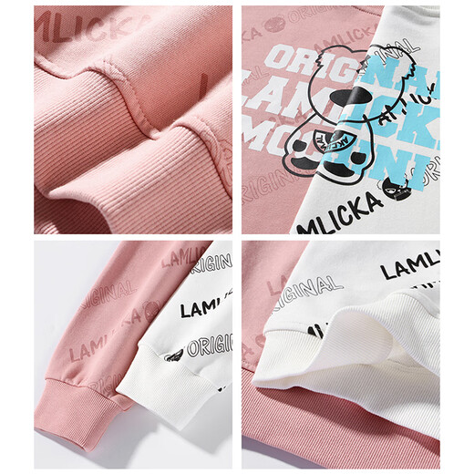 VensUp Round Neck Sweatshirt Männer und Frauen Trendy Brand Herbst- und Winterdruck Panda Brief runden Hals lässig rosa Sweatshirt 12044 Weiß XL