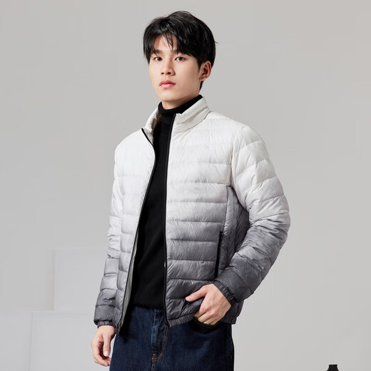 Snow Fly [Off-season Clearance] New autumn and winter style thin down men's zipper pocket windproof cuffs warm autumn down black and white gradient 9T84 L 175/92A