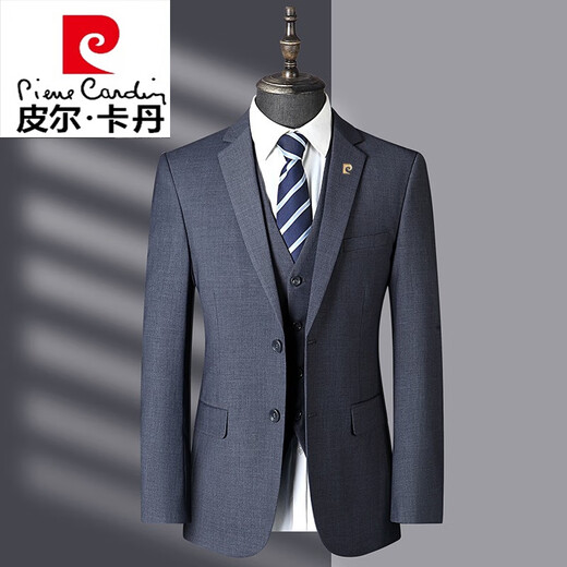 Pierre Cardin suit men's business casual three-piece suit high-end middle-aged dress jacket knitted gray 180 yards recommended 140 Jin Jin equals 0.5 kg -150 Jin Jin equals 0.5 kg