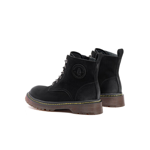 暇步士（Hush Puppies）马丁靴女士高帮英伦厚底大黄短靴U3T02DD3 黑色 38