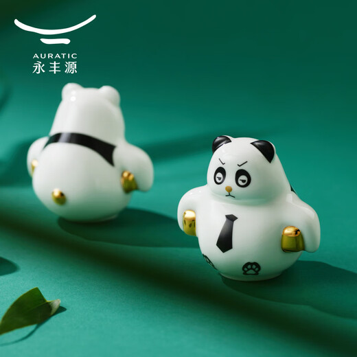 Yongfengyuan (auratic) Chinese tea set accessories, panda doll, tea pet, gift box packaging, desk tea table ornaments, Winwin cat ornaments (55mm-D style)