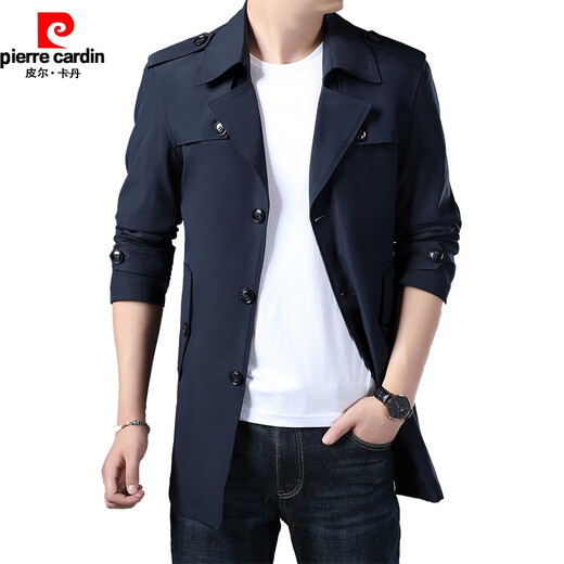 Pierre Cardin 2025 New Mid-Length Men's Windbreaker Spring and Autumn Slim British Style Trendy Handsome Jacket Men 8808 Off-White L 115-130Jin Jin is equal to 0.5kg Wear