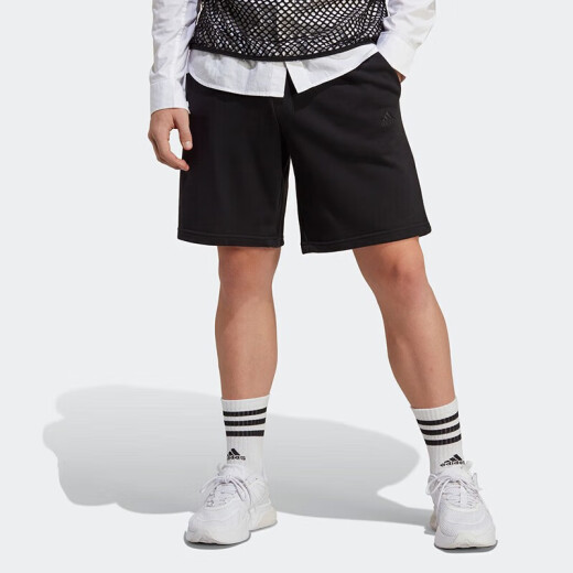 阿迪达斯 （adidas）短裤男裤夏季新款运动裤宽松舒适透气针织休闲五分裤IP3932 IC9756黑色  S