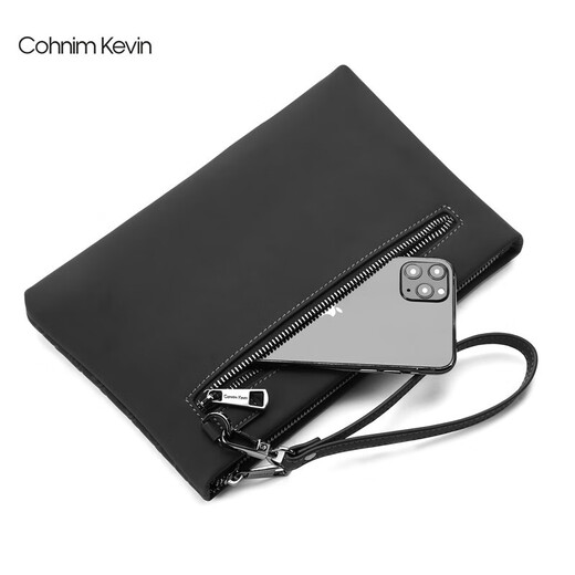 Cohnim kevin奢侈品男士手包手拿拉链男包手抓长钱包送老公男友情人节生日礼物 【顺丰速运】c227黑色