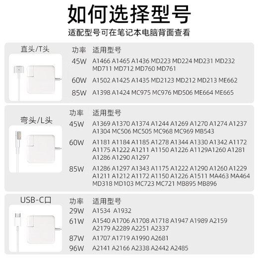 Youpin Apple laptop charger Macbook Air Pro power adapter 45/60/85W accessories cable/head A1466 A1465 A1436 magnetic head