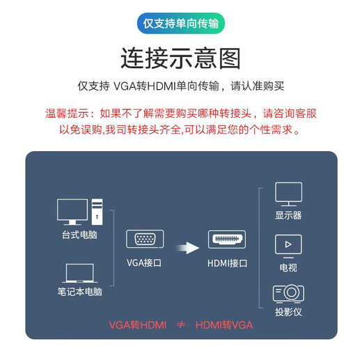 Biaz VGA to HDMI converter with audio HD video adapter Huawei Xiaomi notebook connected to TV monitor projector ZH32-Black