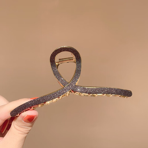 BARY REEF's new Internet celebrity shark clip frosted texture metal gripper hairpin hairpin back of the head textured hairpin for female adults black shiny gripper clip (11cm)