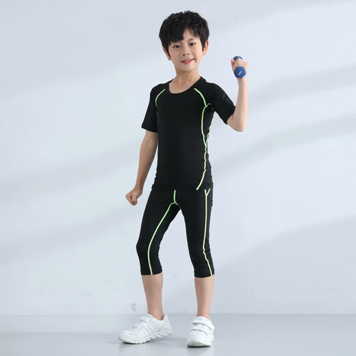 Suisse de sport pour enfants Suisses de collants pour hommes équipés de combinaisons d'entraînement de basket-ball Fitness Running Base Football Uniforme de football garçons Yipai 825 + 826 Black Line 22 Tailles