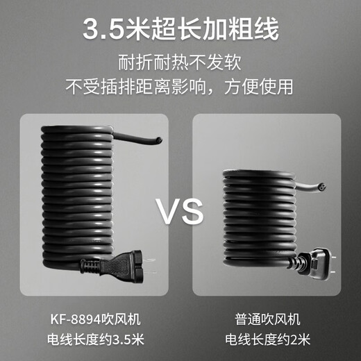 Kangfu hair dryer household hair dryer high power 2400W professional hair salon barber shop high speed high wind speed dry hot and cold wind electric blower 2400W high power