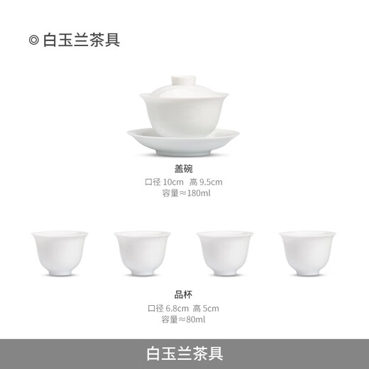 Jingdezhen (jdz) ceramic tea set high-end household kung fu bowl set office Chinese simple high-end gift Magnolia