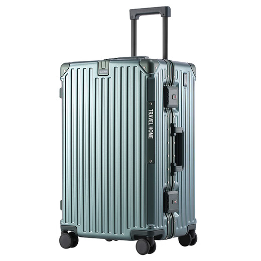 Unimog (Uniamog) Deutsche Marke Koffer Multifunktionaler Koffer großer Kapazität Aluminiumrahmen Trolley Hülle Kennwort Leder Box Checkout Songhua Green (Stahlwelle Universal Wheel-Anti-Fall, kann überprüft werden) 28-Zoll / USB-Ladung + Wasserbecher + Ladungstrahlungshaken