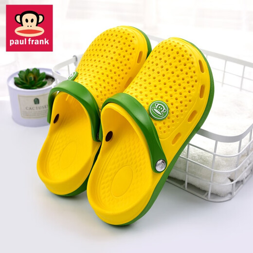 Paul Frank Big Mund Monkey Hole Schuhe Männer Sommer Hausschuhe Fahren im Freien mit Sandalen Dicke Sohle Kleidung resistente atmungsaktive Strandschuhe Frauen gelb 36-37