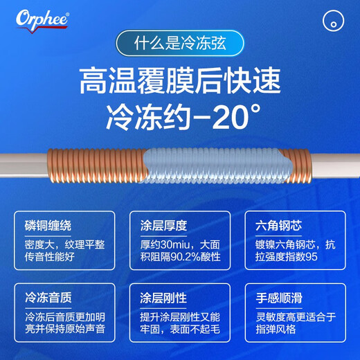 orphee奥路菲吉他琴弦猎狗冷冻弦专业指弹民谣木吉他弦防锈一套6根 P40(011-052)适中手感+好礼